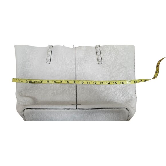 Rebecca Mincoff Large Gray Leather Tote Bag – Textured Pebbled Design, Everyday - Picture 7 of 12
